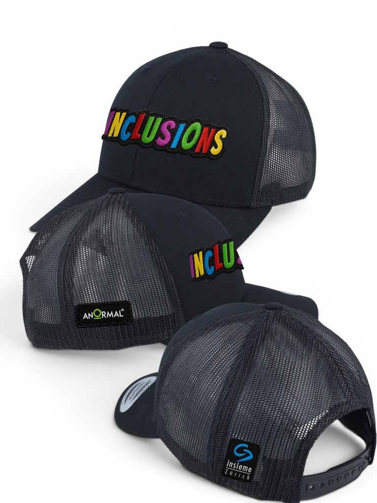 Inclusions Caps — Trucker-Caps mit farbigem Logo und anormal-Branding