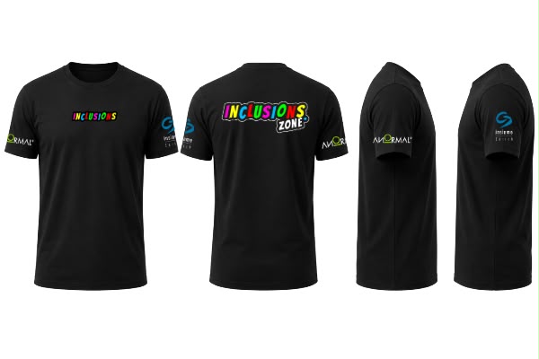 Inclusions T-Shirts — Mockup mit Logo vorne und hinten, Sleeves mit anormal und insieme